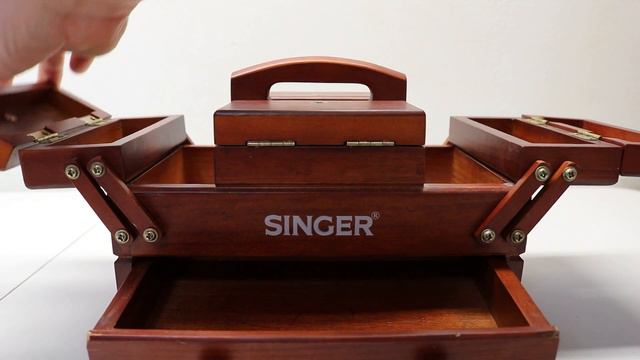 Vintage Singer Wood Sewing Box Fold Out Accordion Style смотреть онлайн
