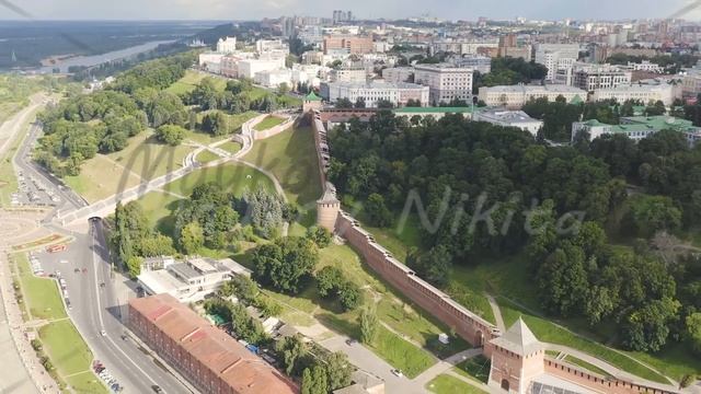 Nizhny Novgorod, Russia. Aerial view of the Nizhny Novgorod Kremlin. Chkalovskaya stairs, Aerial Vi смотреть онлайн
