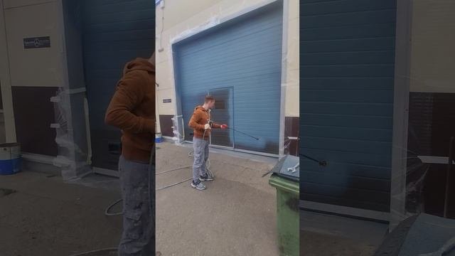 безвоздушная покраска фасада
