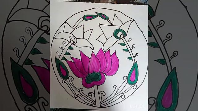 viral short paper drioing colour full Lotus flower panting hace easy art and craft children