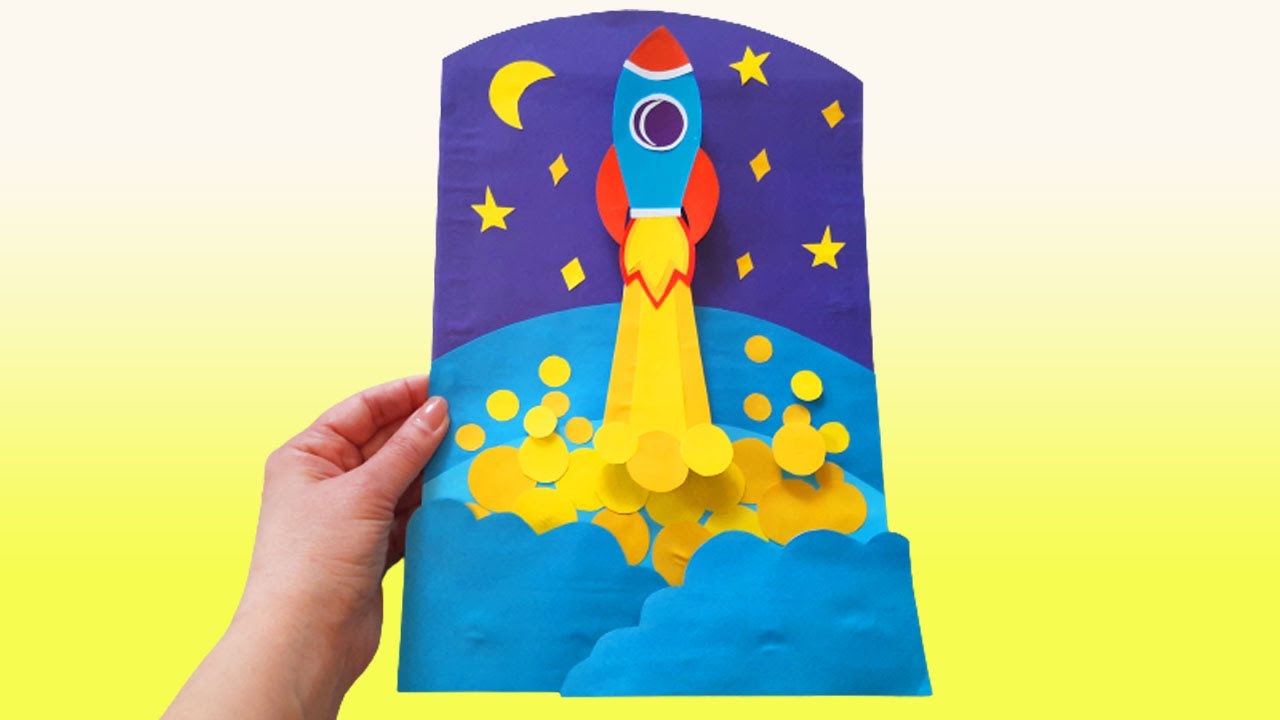 Оригами ко дню космонавтики в детском саду. Аппликация ко Дню космонавтики. Аппликация ко Дню космонавти. Аппликация ко Дню космонавтики в детском саду.