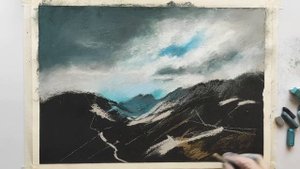 Горный пейзаж • сухая пастель • Mountain landscape • Soft pastel