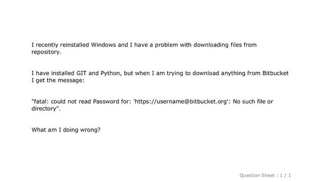 Windows : Bitbucket, Windows and "fatal: could not read Password for" смотреть онлайн
