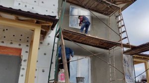 Базовый армирующий слой из клея Ceresit CT190 ЗИМА и Фасадной Сетки FasadPro 2000 165 гр/м2, 5х5 мм