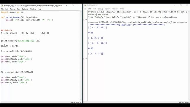 Python Scalar Matrix Multiplication.