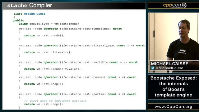 CppCon 2015: Michael Caisse “Boostache Exposed : the internals of Boost's template engine"