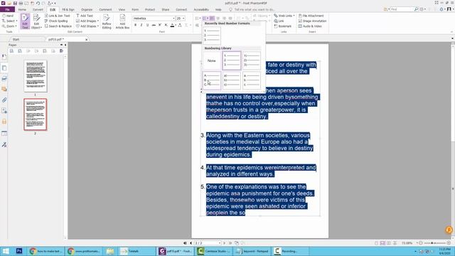 How to Add Bullet Points and Numbering in a pdf document in Foxit PhantomPDF смотреть онлайн
