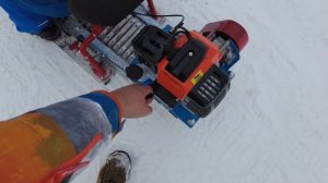 Детский снегоход своими руками из триммера. DIY snowmobile.