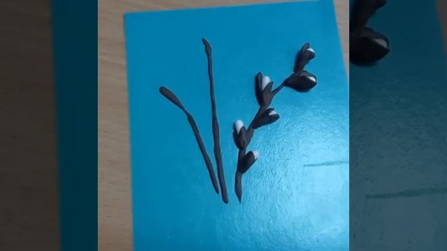 Панно из картона и пластилина Верба. Поделка с детьми. Начальная школа. Урок технологии. смотреть онлайн