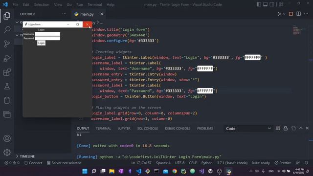 Tkinter Login Form tutorial for COMPLETE beginners [responsive layout]-MeMCBdnhvQs