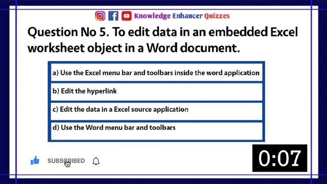 MS Excel Quiz 5 | Computer Science Quiz | Knowledge Enhancer Quizzes смотреть онлайн