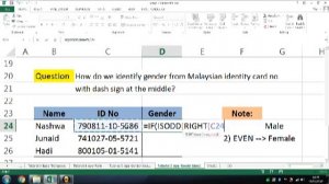 How do we identify gender from Malaysian identity card no with dash sign at the middle?