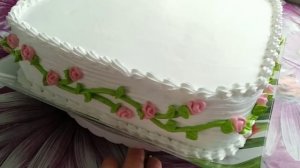 Как украсить квадратный торт.Украшение БЗКкремом.How to decorate a square cake