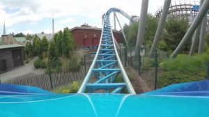 4K Blue Fire Roller Coaster Front Seat POV Europa Park Germany