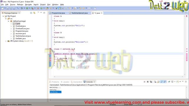 Why in Java Multiple Inheritance not available -Object Oriented Concept | Engineering |  VTU