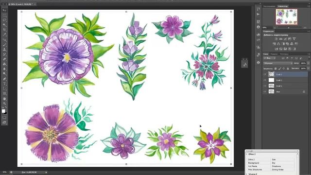 Обработка акварели в Photoshop и Illustrator для стоков. смотреть онлайн