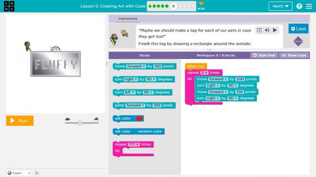 Code Org Express Course Lesson 4 Creating Art with Code - Course C Lesson 6 - Code.org Lesson 4