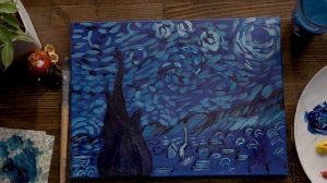 Ван Гог | Как нарисовать картину поэтапно акрилом. Обучающие видео уроки для начинающих.