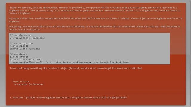Trouble injecting service into another service (singleton), Angular2 смотреть онлайн
