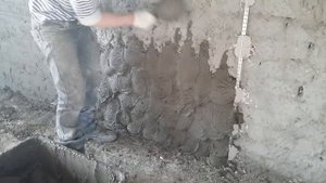 Штукатурка цементным раствором.