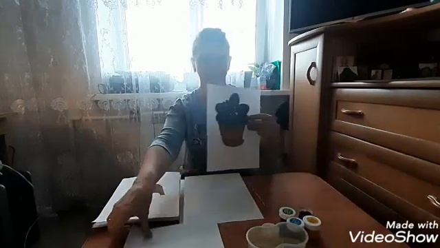 Рисование в средней группе "Фиалка в горшке"