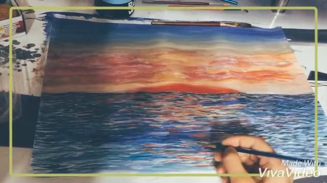 Рисуем закат на море /painting sunset