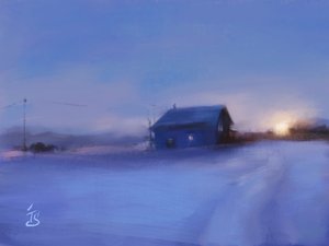 Landscape in Procreate.
Зимний пейзаж в Procreate