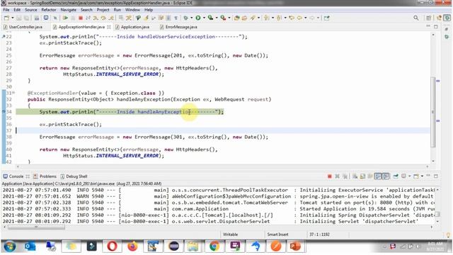 Spring Boot Exception Handling: Handling Specific Exceptions | Handle All Other Exceptions