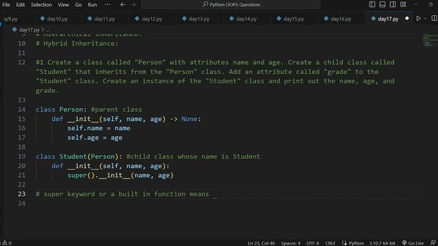 Master OOP Question-Solving with Python: DAY17 #day17 | what is super() keyword | super function