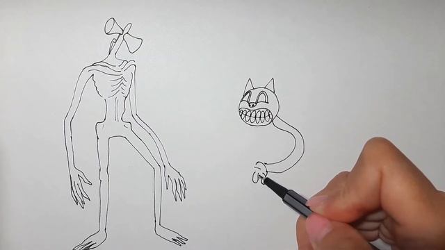 Как нарисовать Сиреноголового против Картун Кэта | How to draw Cartoon Cat & Siren Head