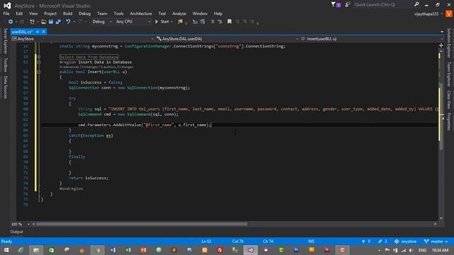 6. How to create BILLING SYSTEM in C#? (Creating ADD ,UPDATE, DELETE Methods in DAL for User Module