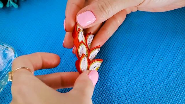 Праздничная веточка Канзаши к 9 мая. Канзаши мастер-класс. Kanzashi Diy.