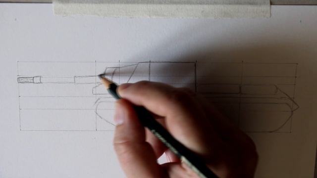 Как нарисовать танк Ису-152 карандашом. Построение. (23.02.2019)