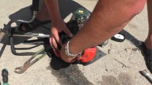 Ремонт бензокосы Протон  замена муфты сцепления / Триммер / Repair brushcutters replacement clutch.
