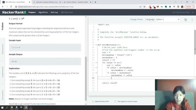 008 Mini-max Sum HackerRank Solution Python