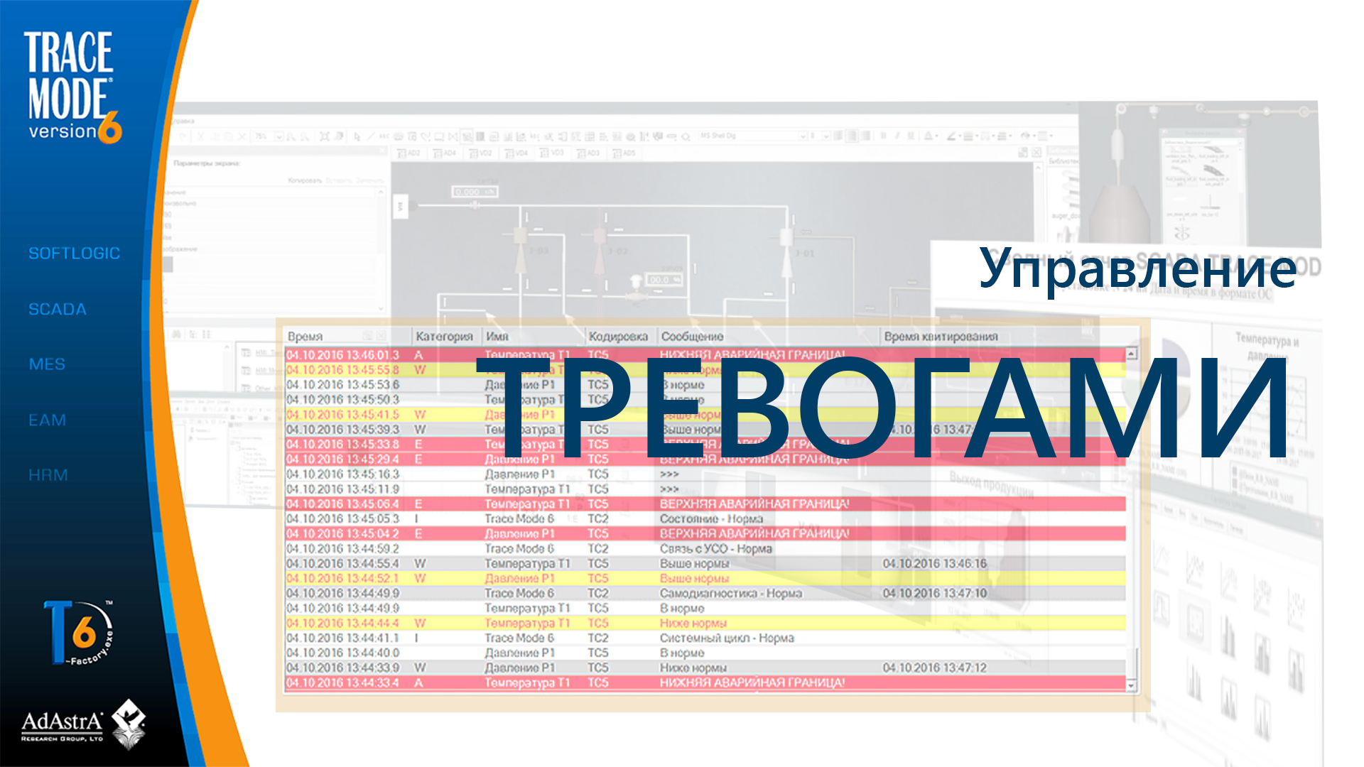 Управление тревогами (алармами) в SCADA TRACE MODE