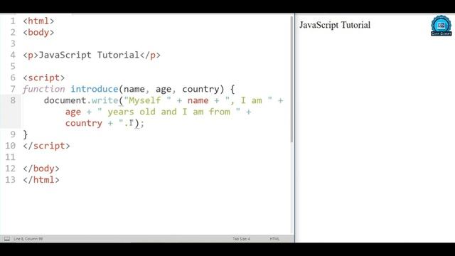 How to use JavaScript Function with Multiple Parameters #htmltutorial #javascript