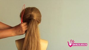 Объемный хвост с узлами прическа на длинные волосы своими руками