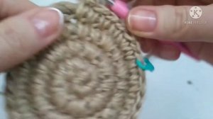 Простая салфетка из джута/вязание крючком