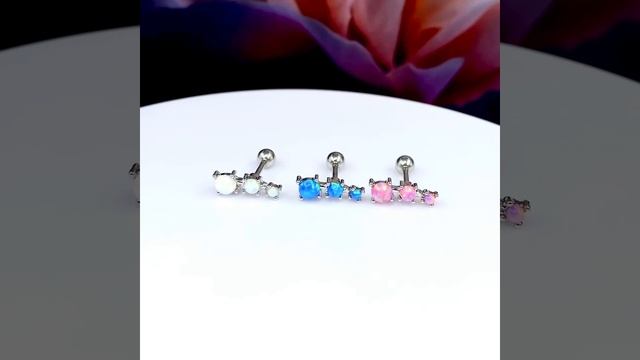 Штанга для пирсинга с тремя опалами смотреть онлайн