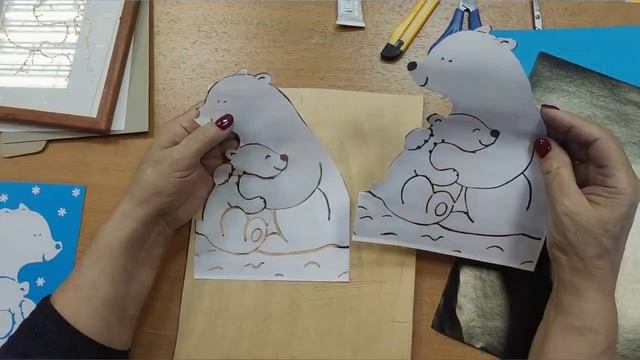 Мастер-класс "Белые мишки" картина в технике вытынанка + точечная роспись по стеклу смотреть онлайн