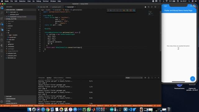 how to connect flutter with mysql database