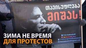 Сторонники Саакашвили вышли на акцию в холод и ветер
