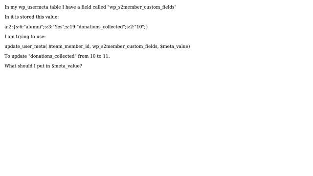 Wordpress: How to update serialized data in the user meta data? смотреть онлайн