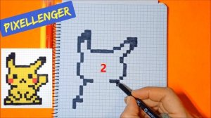 Пикачу Как рисовать по клеточкам Простые рисунки Покемон Pikachu Pokemon How to Draw Pixel Art