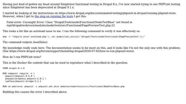 Drupal: How do I run PHPUnit tests?