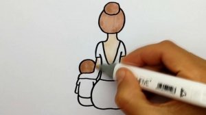 Как нарисовать МАМУ И СЫНА. Рисуем маму с Сыночком. Рисунок для срисовки Маме  #573