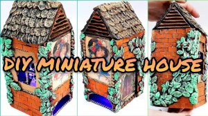 DIY miniature cardboard house |Cardboard craft idea| DIY Miniature house with little brick|tea house