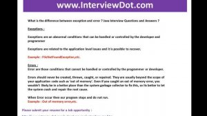 what is the difference between exception and error job java interview question