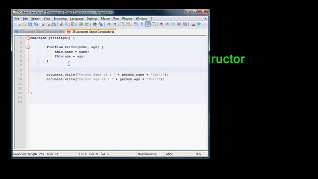 35 JavaScript Object Constructor in Arabic